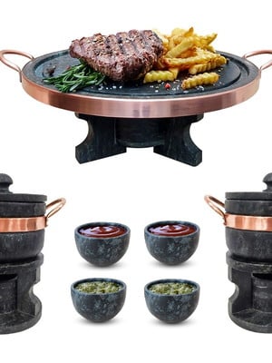 Fondue 37 pedra sabão + 2 fondue 500 + 4 tigelinhas curado