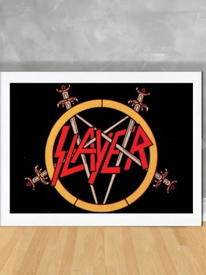 Quadro decorativo banda slayer logo rock n roll