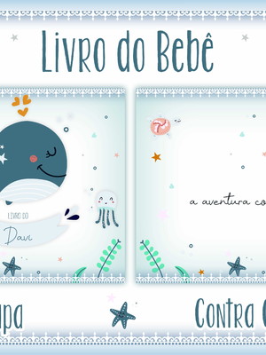 Baleia minimalista - livro e caderneta do bebê nº - 234