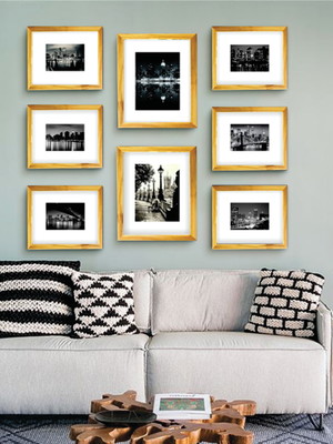 Conjunto com 8 quadros minimalistas, moldura e vidro