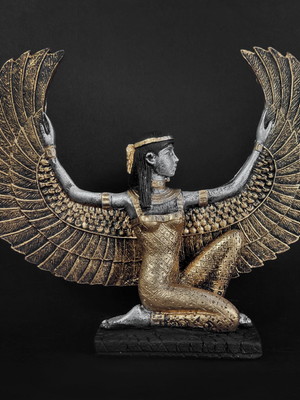 Isis deusa egípcia do amor asa aberta estatueta de resina