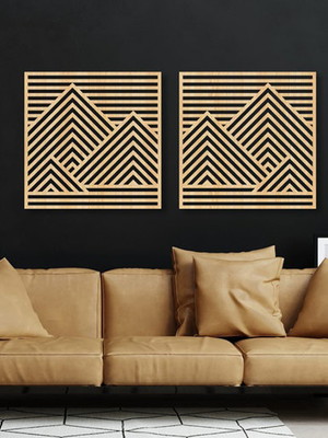 Quadros decorativos geométrico ripado 3d (montanhas)
