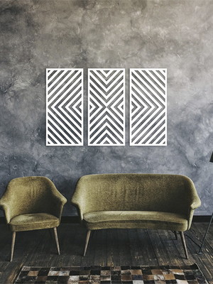 Quadros decorativos geométrico ripado 3d