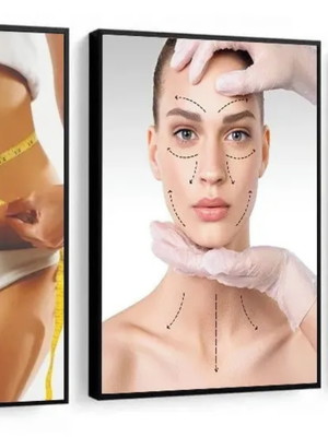 3 quadros decorativos estética estúdio spá botox moldura