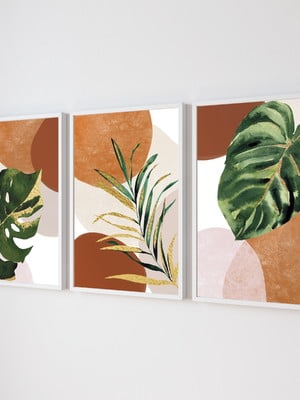 Quadro folhas em fundo de textura abstratas