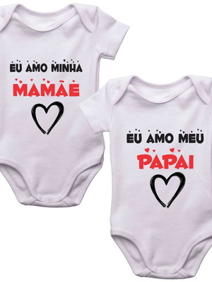 Kit 2 body infantil eu amo minha mamãe e papai bebê