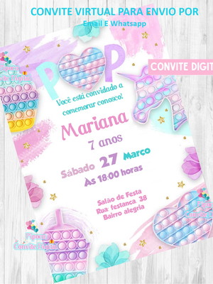 Convite digital pop it candy color