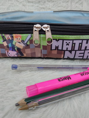 Estojo escolar com visor transparente minecraft