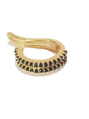 Brinco piercing fake linha dupla preto 5261
