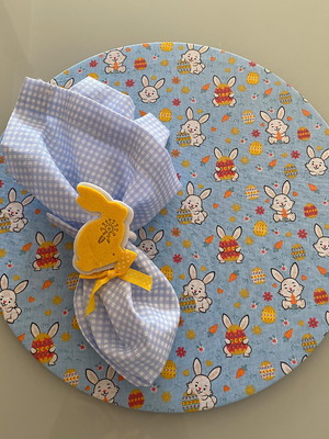 Kit com 6: capa de sousplat estampa de páscoa tricoline 100%
