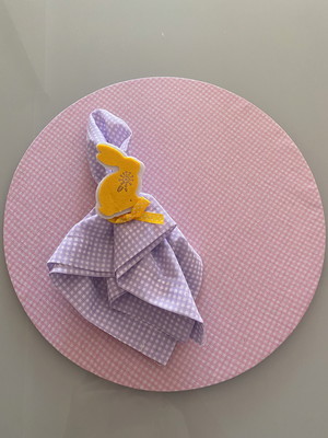 Kit com 6: capa de sousplat rosa azul claro e branco