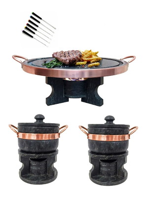 Fondue 37 pedra sabão + 2 fondue 800 + 6 garfinhos