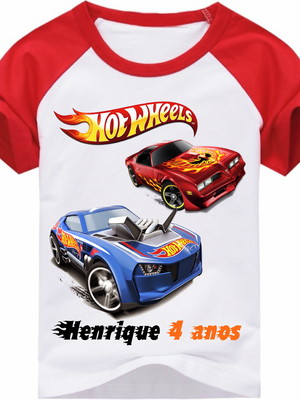 Camiseta hotwheels festa infantil personalizada com nome