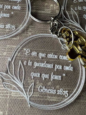 Chaveiro duplo círculo em acrílico - versículo