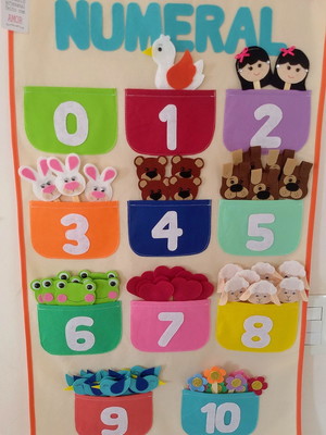 Painel "numeral" com personagens. (83cm x 52cm)