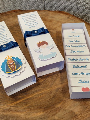 Caixa convite padrinhos de batismo bis