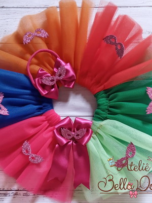 Saia tutu colorida para mesversario de carnaval