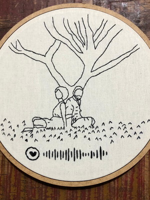 Bordado com foto e música spotify