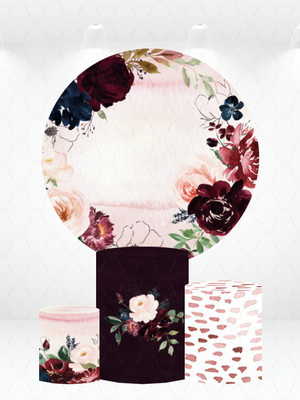 Painel redondo + kit de capas de cilindros floral