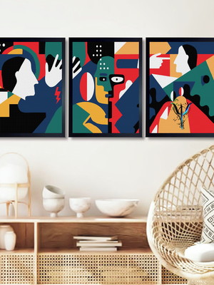 Trio de quadros estilizados psicologia