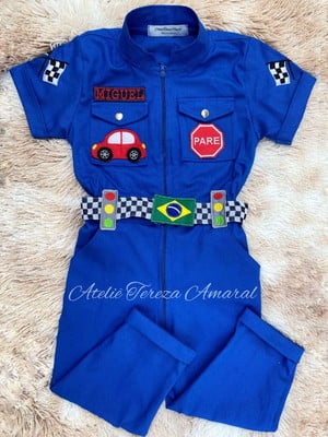 Macacão piloto carros carrinhos