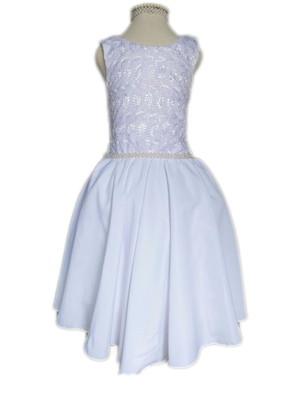 Vestido infantil branco com pérolas, veste 8 até 10