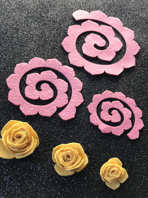010 flor espiral de feltro cortado a laser