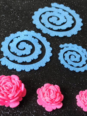 005 flor espiral de feltro cortado a laser