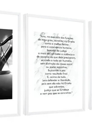 3 quadros decorativos advogado escritório direito justiça