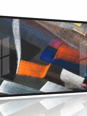 Quadro abstrato moderno preto para sala escritório moldura p