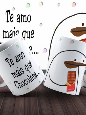 Caneca personalizada meme flork te amo mais que chocolate