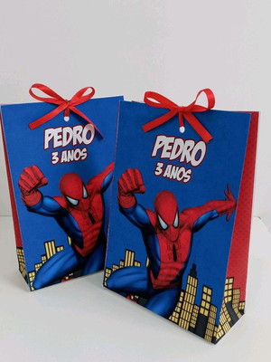 Sacolinha personalizada homem aranha - festa homem aranha
