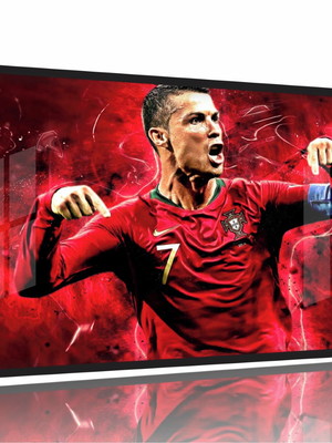 Quadro decorativo futebol cristiano ronaldo 130x60 moldura p