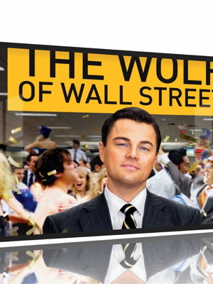 Quadro decorativo lobo de wall street filme 130x60 moldura p