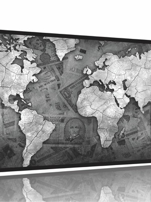 Quadro decorativo mapa mundi preto e branco 130x60 moldura p