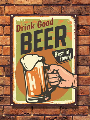 Placa decorativa retrô caneca cerveja frase drink beer