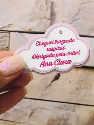 Tag com furo nuvem chuva de amor lembrancinha maternidade