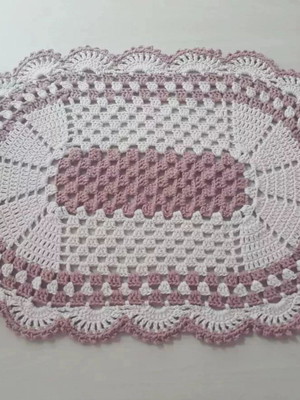 Tapete de crochê oval