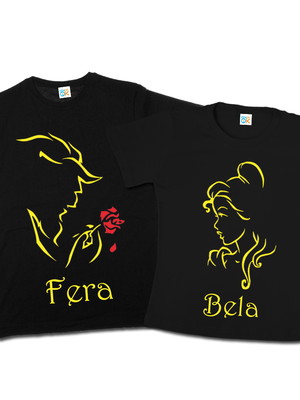 Camisetas a bela e a fera silhueta