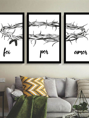 Kit 3 quadros decorativos coroa de espinhos jesus cristo