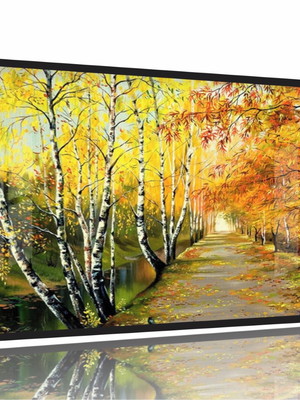 Quadro decorativo pintura caminho no outono 130x60 moldura p