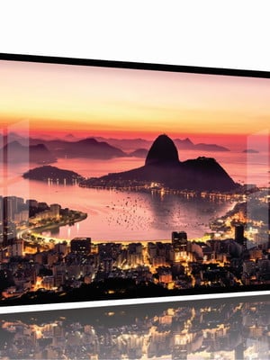 Quadro decorativo rio de janeiro entardecer 130x60 moldura p