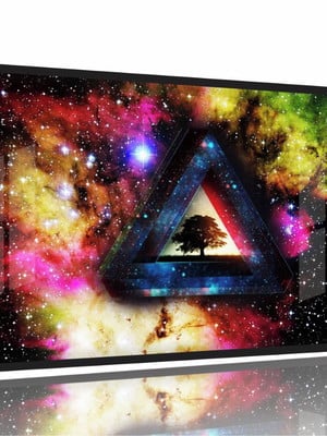 Quadro decorativo trippy collor psicodélico 130x60 moldura p