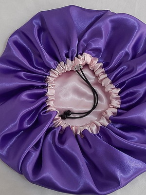 Touca de cetim dupla face violeta