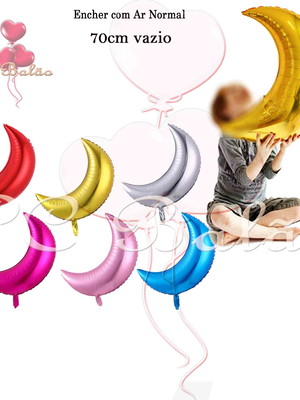 Kit 2 balão metalizado lua 70cm festa decoração