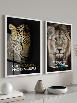 Quadro decorativo leão frases motivacionais para escritório
