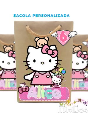 Sacola kraft personalizada hello kitty