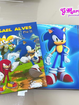 Caderno universitário 96fls personalizado sonic