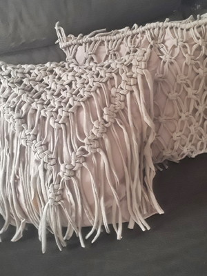 Capa de almofada macrame franjão