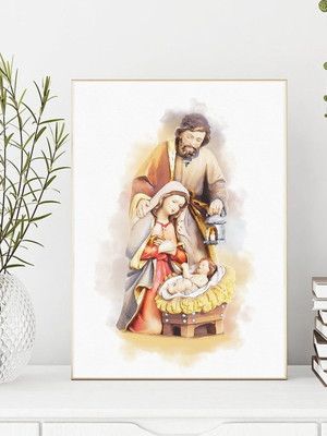 Quadro decorativo religioso nascimento menino jesus